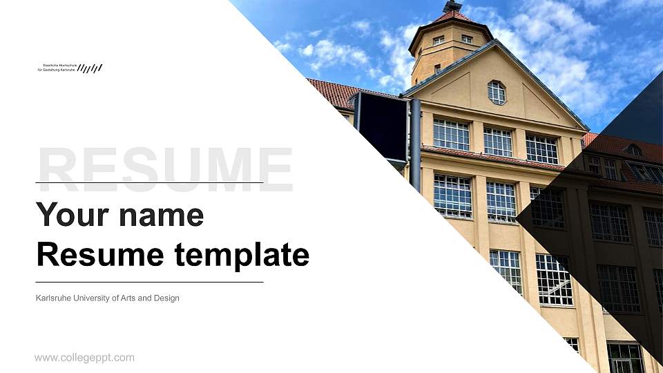 Karlsruhe University of Arts and Design Resume PPT Template16:9 ratio PPT effect preview image