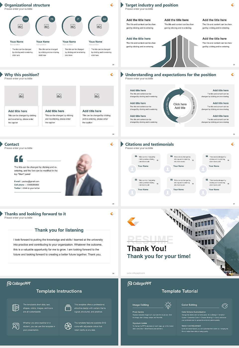Kolping University of Applied Sciences Resume PPT Template16:9 ratio PPT effect preview image4