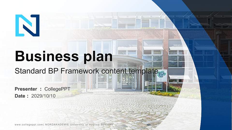 NORDAKADEMIE University of Applied Sciences Competition/Entrepreneurship Contest PPT Template16:9 ratio PPT effect preview image