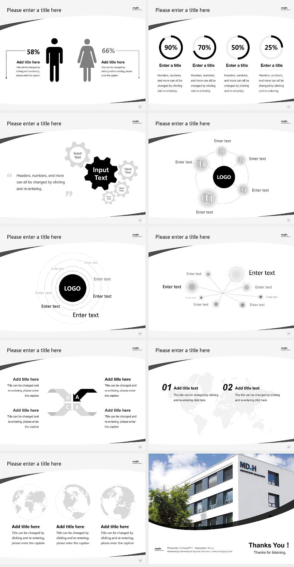 Mediadesign University of Applied Sciences Course/Courseware Creation PPT Template4:3 ratio PPT effect preview image4
