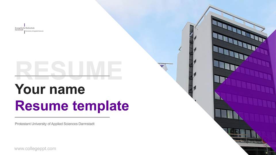 Protestant University of Applied Sciences Darmstadt Resume PPT Template16:9 ratio PPT effect preview image