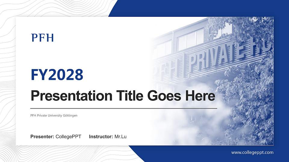 PFH Private University Göttingen Academic Presentation/Research Findings Report PPT Template16:9 ratio PPT effect preview image