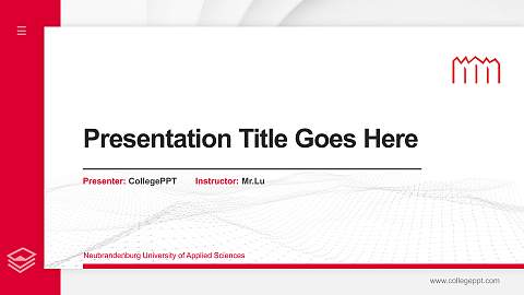 Neubrandenburg University of Applied Sciences Thesis Proposal/Graduation Defense PPT Template