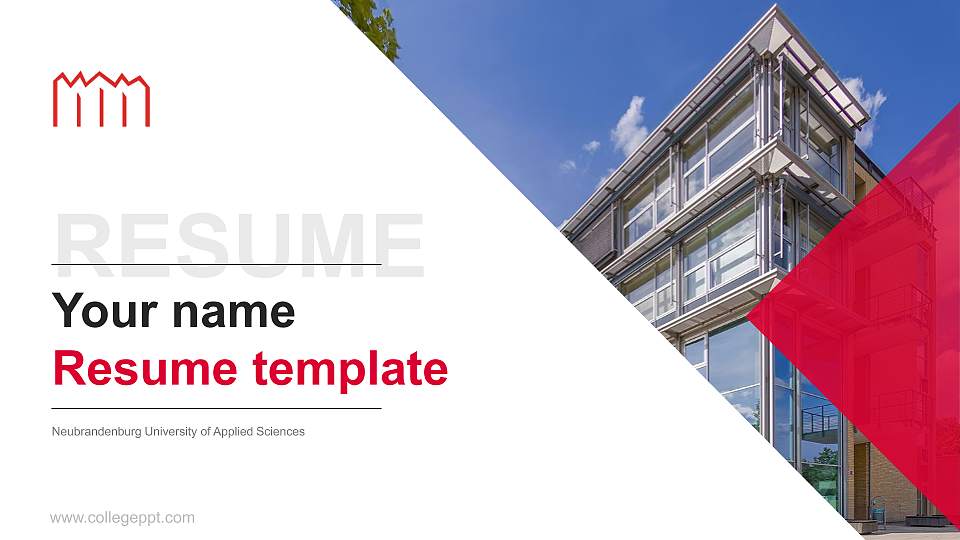 Neubrandenburg University of Applied Sciences Resume PPT Template16:9 ratio PPT effect preview image