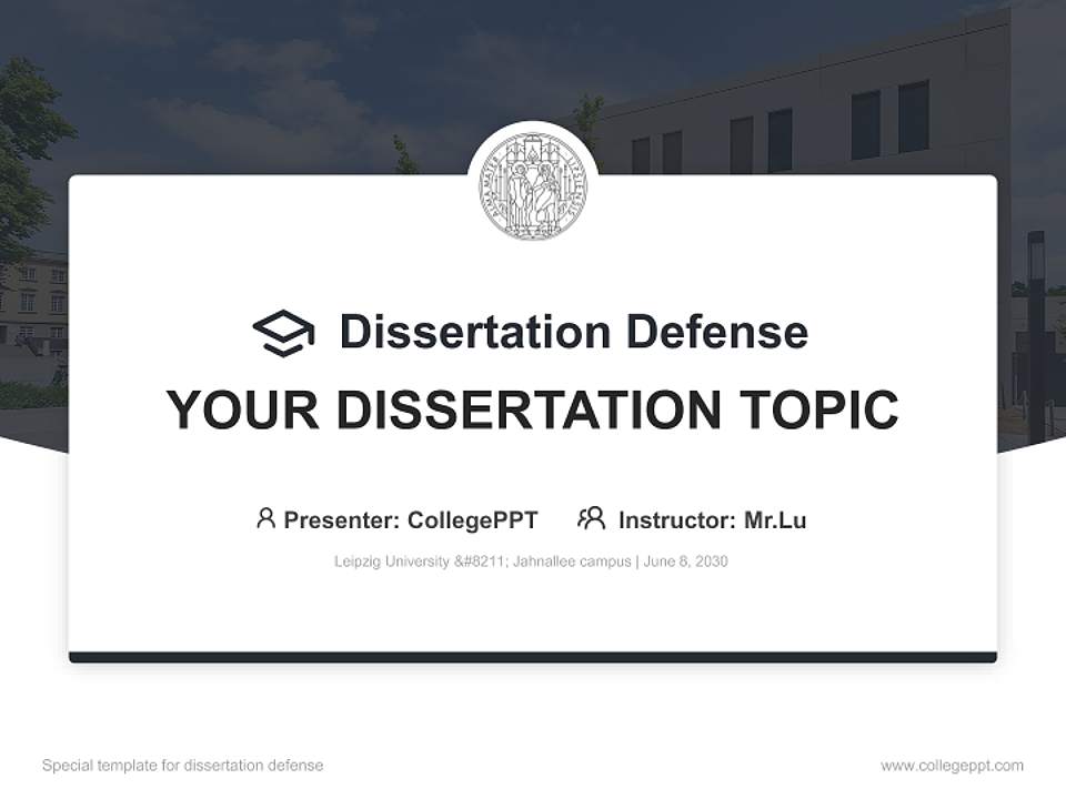Leipzig University – Jahnallee campus Graduation Thesis Defense PPT Template4:3 ratio PPT effect preview image7