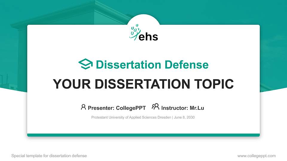 Protestant University of Applied Sciences Dresden Graduation Thesis Defense PPT Template16:9 ratio PPT effect preview image
