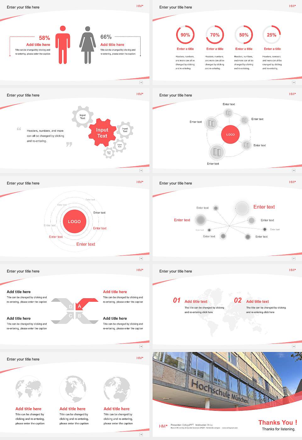 Munich University of Applied Sciences – Karlstraße campus Course/Courseware Creation PPT Template16:9 ratio PPT effect preview image4