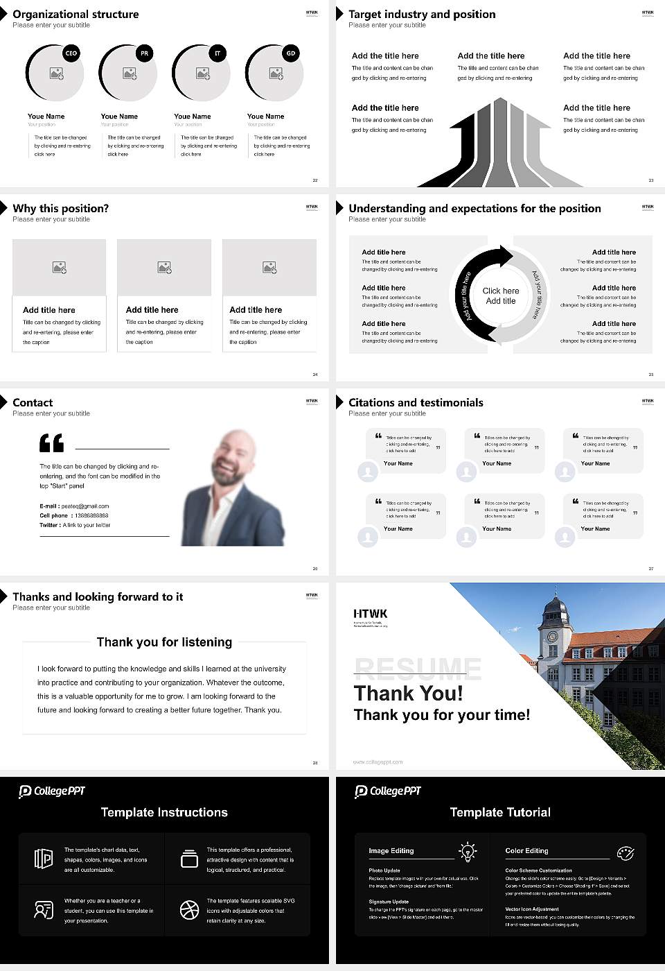 Leipzig University of Applied Sciences Resume PPT Template16:9 ratio PPT effect preview image4