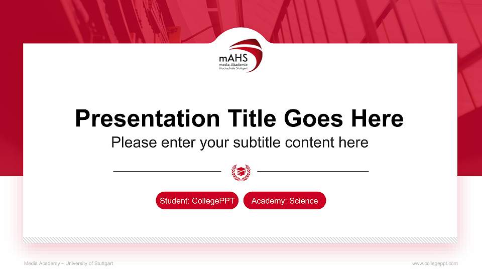 Media Academy – University of Stuttgart National Scholarship Defense PPT Template16:9 ratio PPT effect preview image