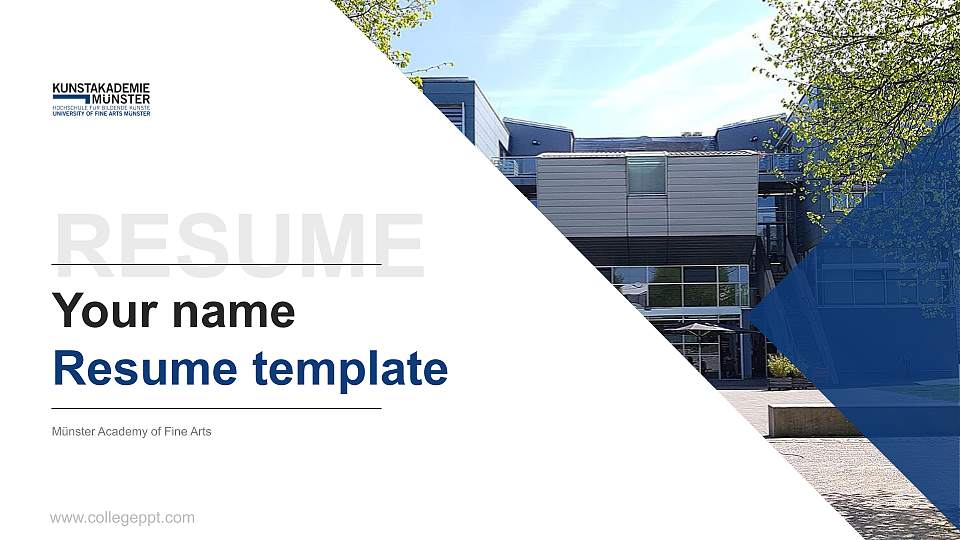 Münster Academy of Fine Arts Resume PPT Template16:9 ratio PPT effect preview image