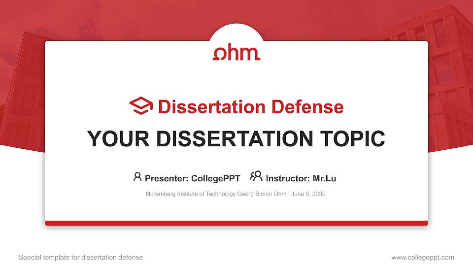 Nuremberg Institute of Technology Georg Simon Ohm Graduation Thesis Defense PPT Template16:9 ratio PPT effect preview image