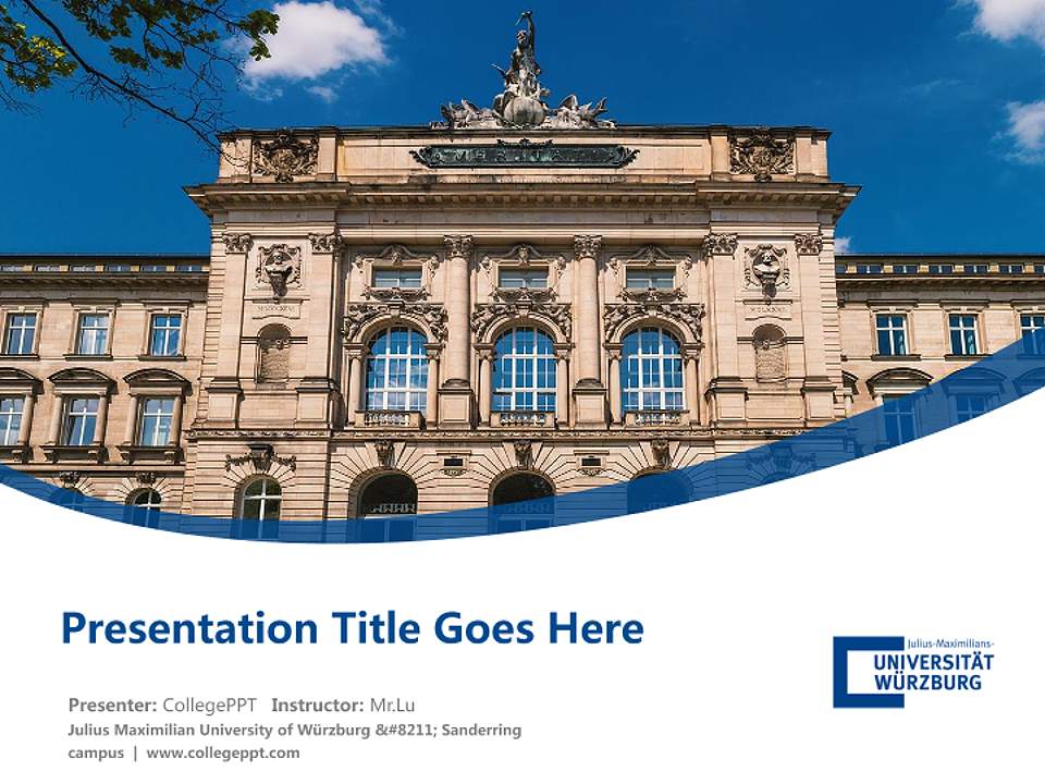 Julius Maximilian University of Würzburg – Sanderring campus Course/Courseware Creation PPT Template4:3 ratio PPT effect preview image5
