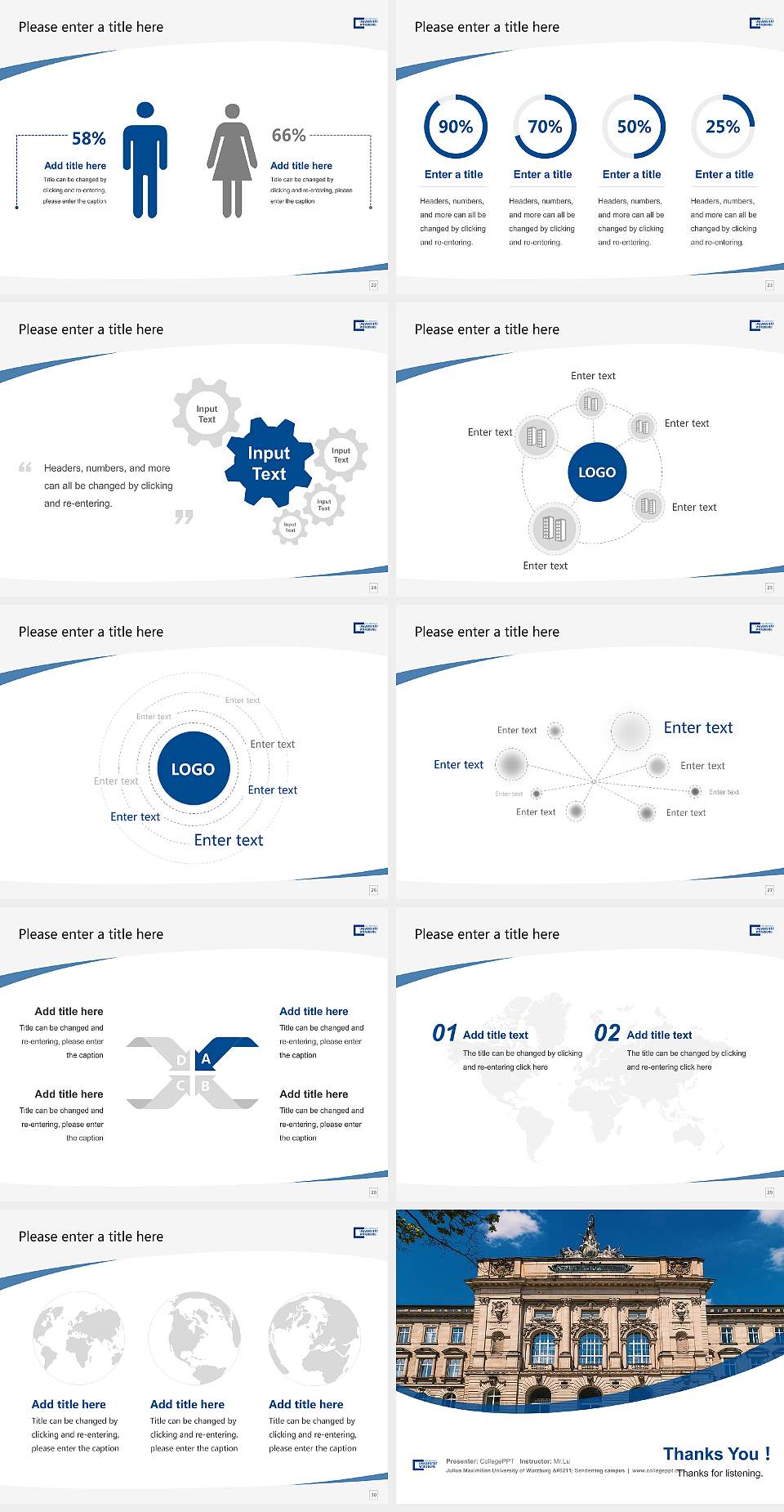 Julius Maximilian University of Würzburg – Sanderring campus Course/Courseware Creation PPT Template4:3 ratio PPT effect preview image4