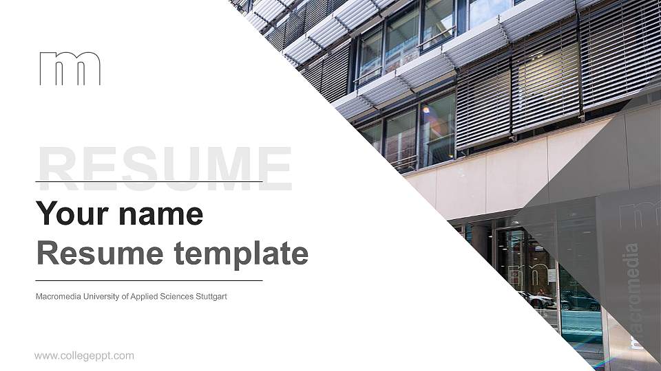 Macromedia University of Applied Sciences Stuttgart Resume PPT Template16:9 ratio PPT effect preview image