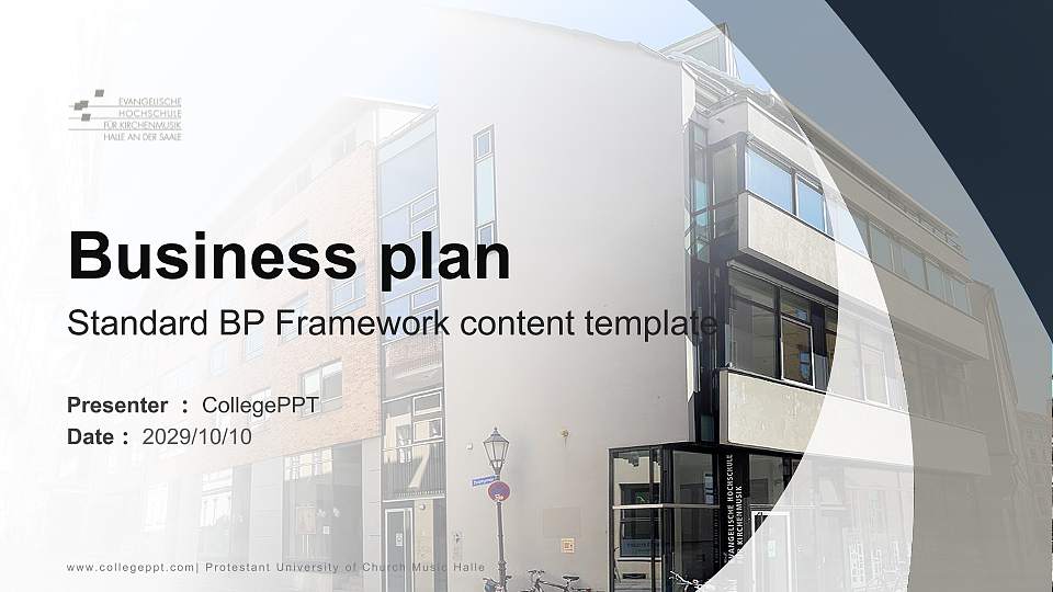 Protestant University of Church Music Halle Competition/Entrepreneurship Contest PPT Template16:9 ratio PPT effect preview image