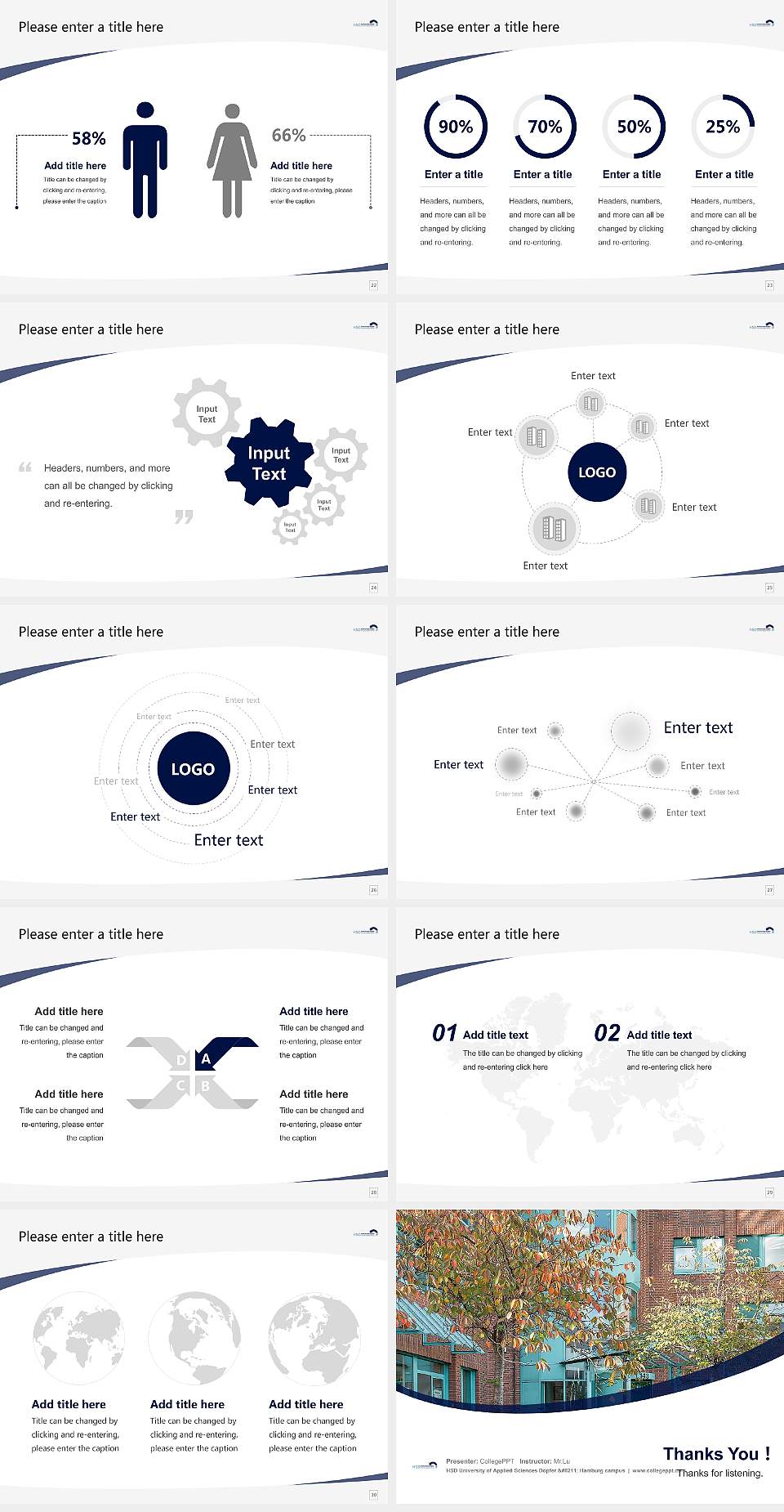 HSD University of Applied Sciences Döpfer – Hamburg campus Course/Courseware Creation PPT Template4:3 ratio PPT effect preview image4