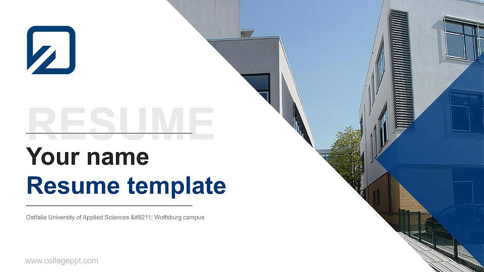 Ostfalia University of Applied Sciences – Wolfsburg campus Resume PPT Template16:9 ratio PPT effect preview image