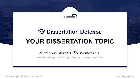 HSD University of Applied Sciences Döpfer – Potsdam campus Graduation Thesis Defense PPT Template
