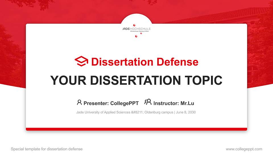 Jade University of Applied Sciences – Oldenburg campus Graduation Thesis Defense PPT Template16:9 ratio PPT effect preview image