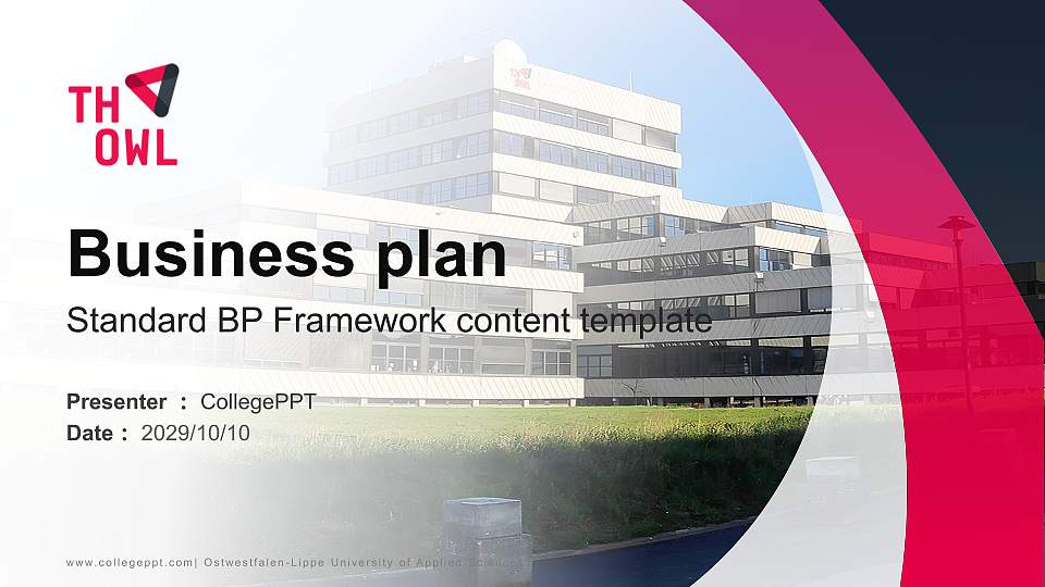 Ostwestfalen-Lippe University of Applied Sciences Competition/Entrepreneurship Contest PPT Template16:9 ratio PPT effect preview image