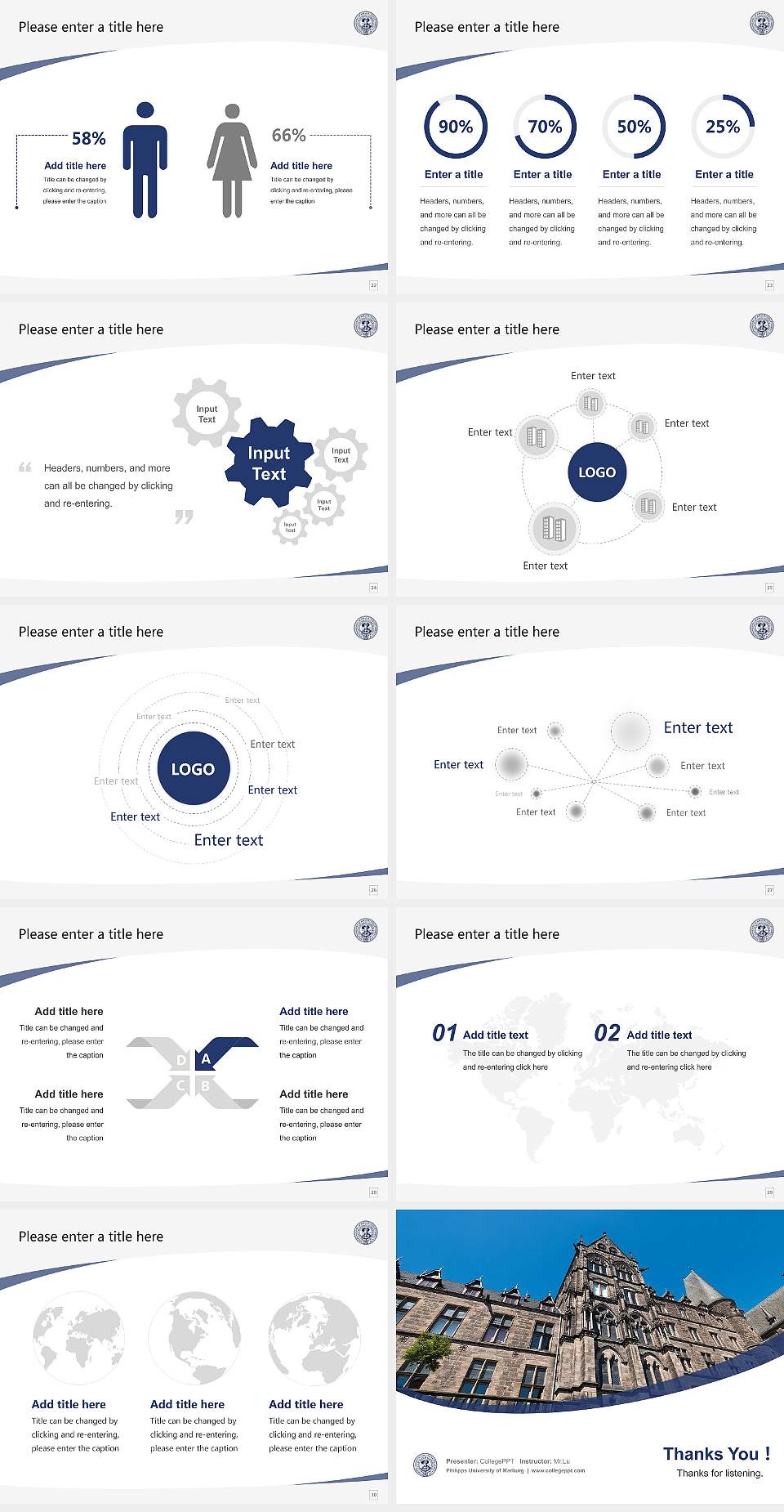 Philipps University of Marburg Course/Courseware Creation PPT Template4:3 ratio PPT effect preview image4