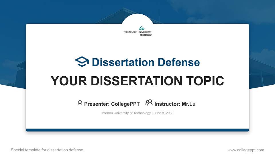 Ilmenau University of Technology Graduation Thesis Defense PPT Template16:9 ratio PPT effect preview image
