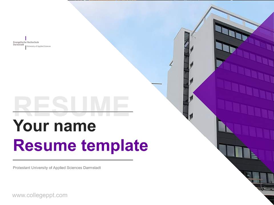 Protestant University of Applied Sciences Darmstadt Resume PPT Template4:3 ratio PPT effect preview image5