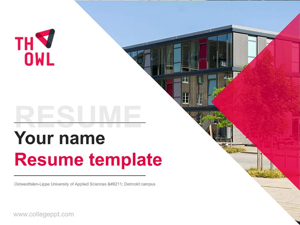 Ostwestfalen-Lippe University of Applied Sciences – Detmold campus Resume PPT Template4:3 ratio PPT effect preview image5