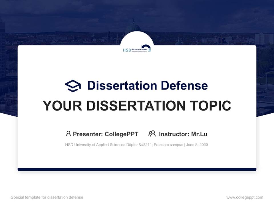 HSD University of Applied Sciences Döpfer – Potsdam campus Graduation Thesis Defense PPT Template4:3 ratio PPT effect preview image7