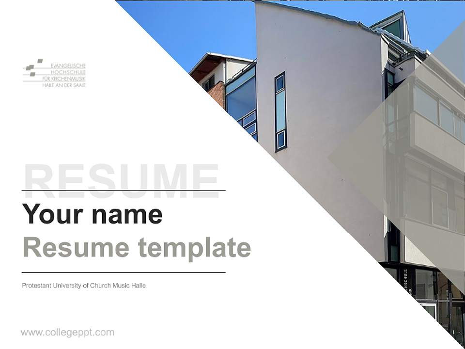 Protestant University of Church Music Halle Resume PPT Template4:3 ratio PPT effect preview image5