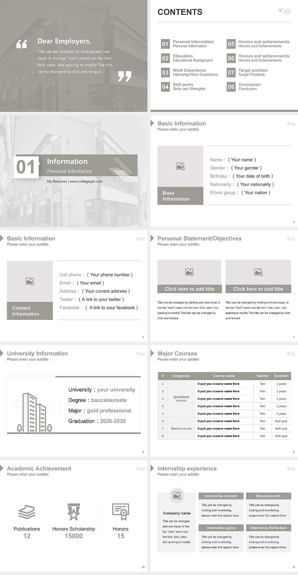Protestant University of Church Music Halle Resume PPT Template4:3 ratio PPT effect preview image2