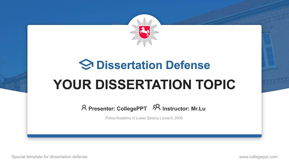 Police Academy of Lower Saxony Graduation Thesis Defense PPT Template16:9 ratio PPT effect preview image