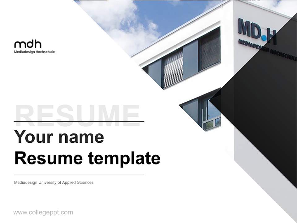 Mediadesign University of Applied Sciences Resume PPT Template4:3 ratio PPT effect preview image5