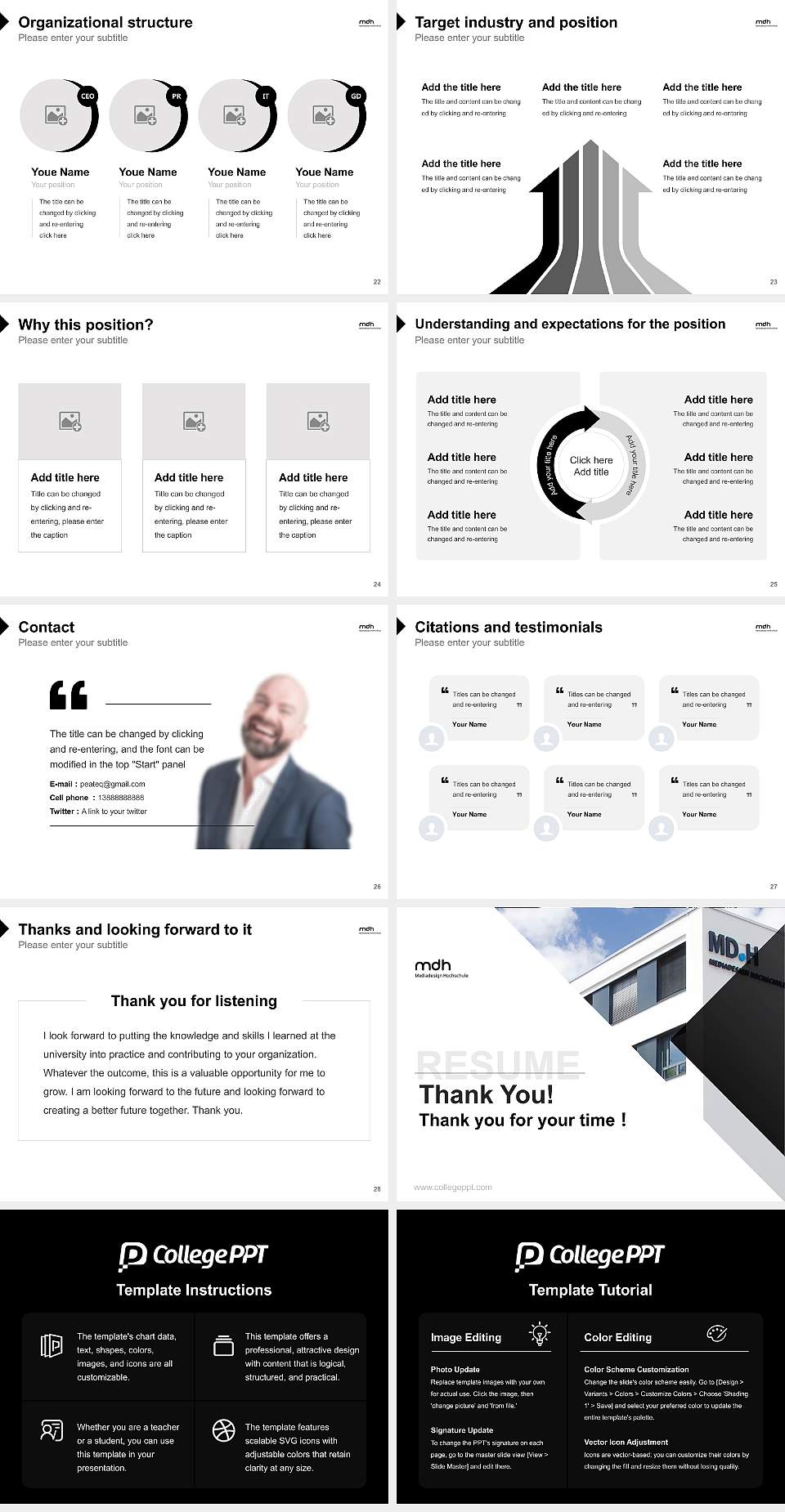 Mediadesign University of Applied Sciences Resume PPT Template4:3 ratio PPT effect preview image4