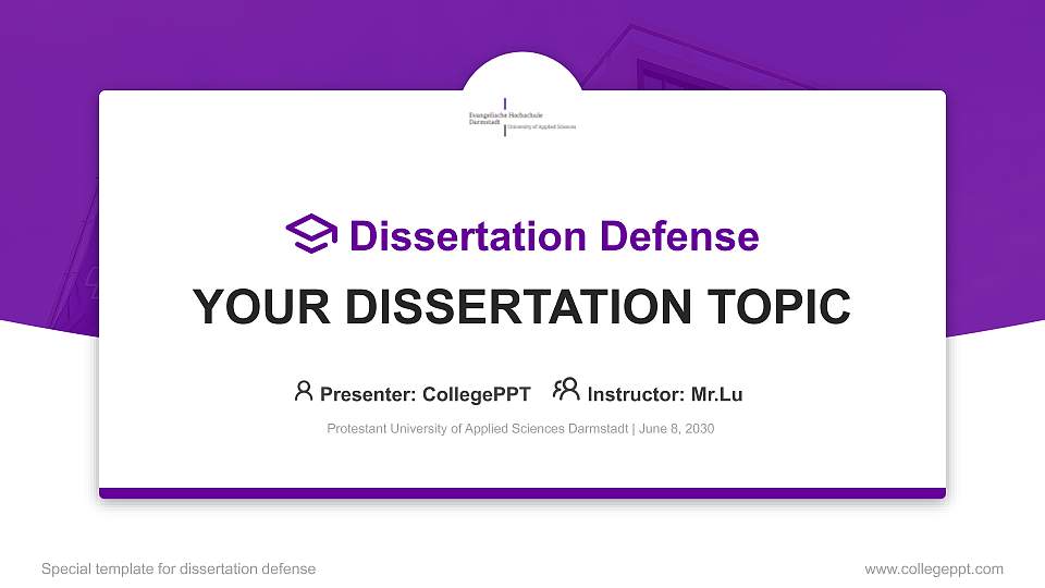 Protestant University of Applied Sciences Darmstadt Graduation Thesis Defense PPT Template16:9 ratio PPT effect preview image