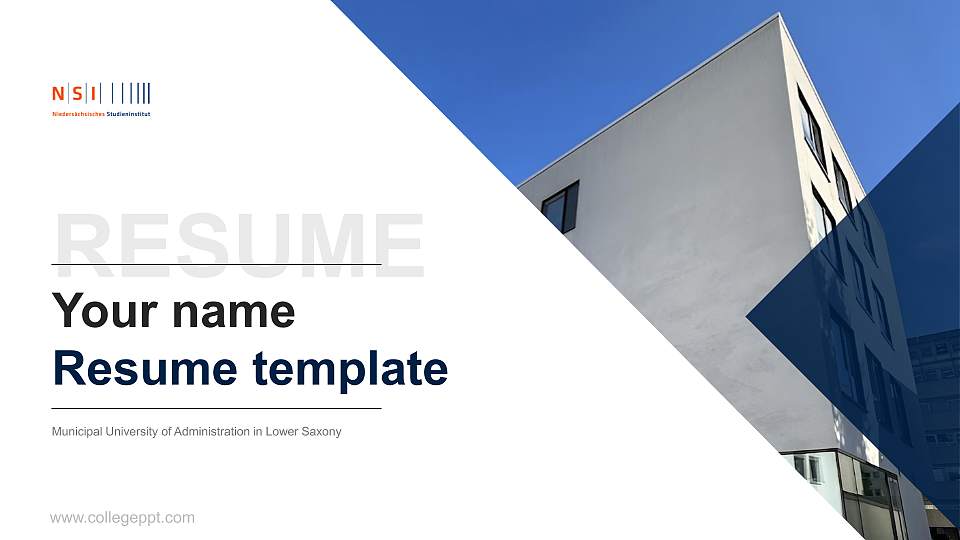 Municipal University of Administration in Lower Saxony Resume PPT Template16:9 ratio PPT effect preview image