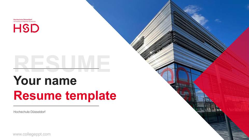 Hochschule Düsseldorf Resume PPT Template16:9 ratio PPT effect preview image