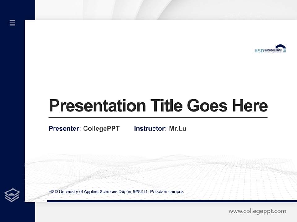 HSD University of Applied Sciences Döpfer – Potsdam campus Thesis Proposal/Graduation Defense PPT Template4:3 ratio PPT effect preview image5