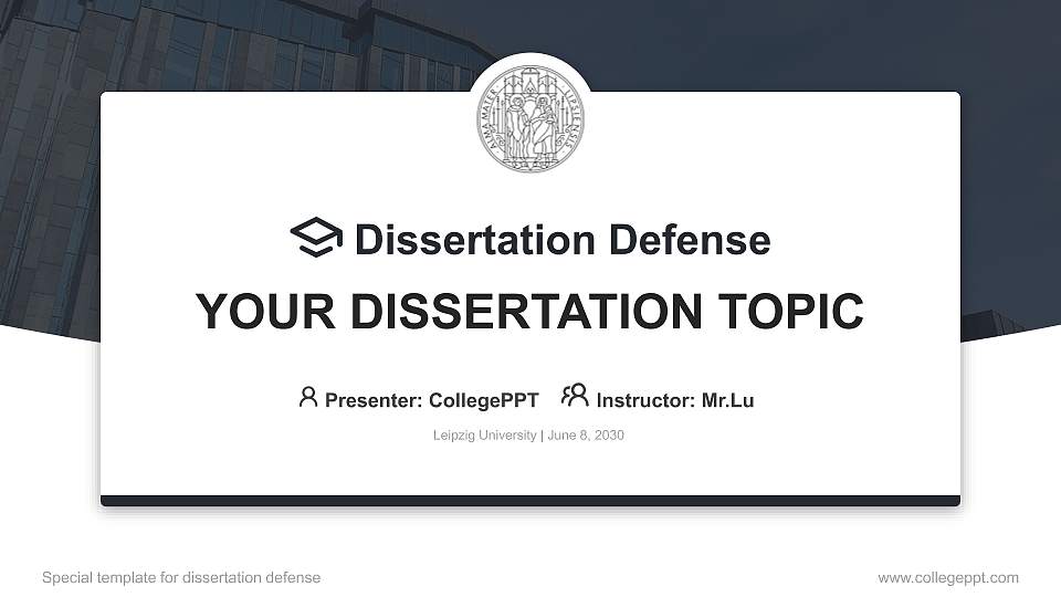Leipzig University Graduation Thesis Defense PPT Template16:9 ratio PPT effect preview image