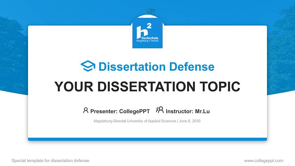 Magdeburg-Stendal University of Applied Sciences Graduation Thesis Defense PPT Template16:9 ratio PPT effect preview image