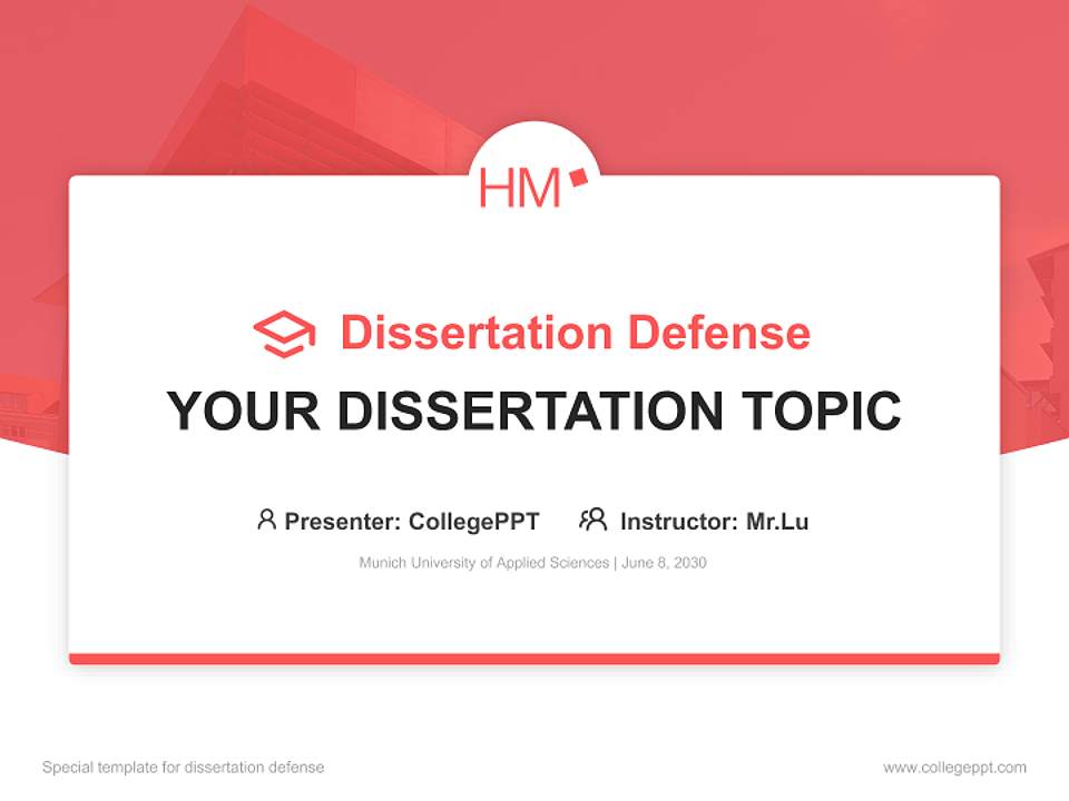 Munich University of Applied Sciences Graduation Thesis Defense PPT Template4:3 ratio PPT effect preview image7