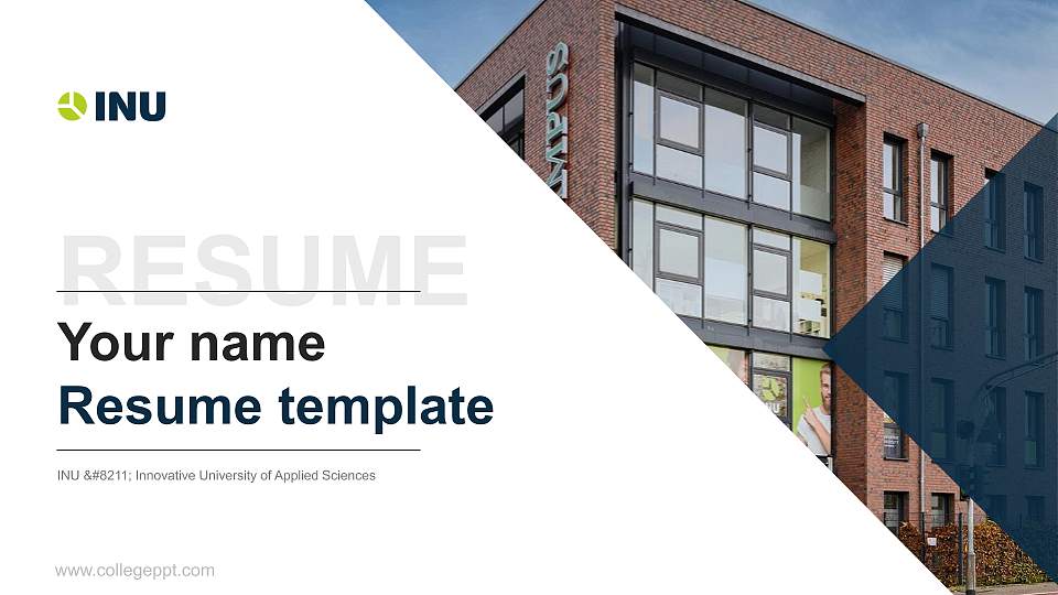 INU – Innovative University of Applied Sciences Resume PPT Template16:9 ratio PPT effect preview image