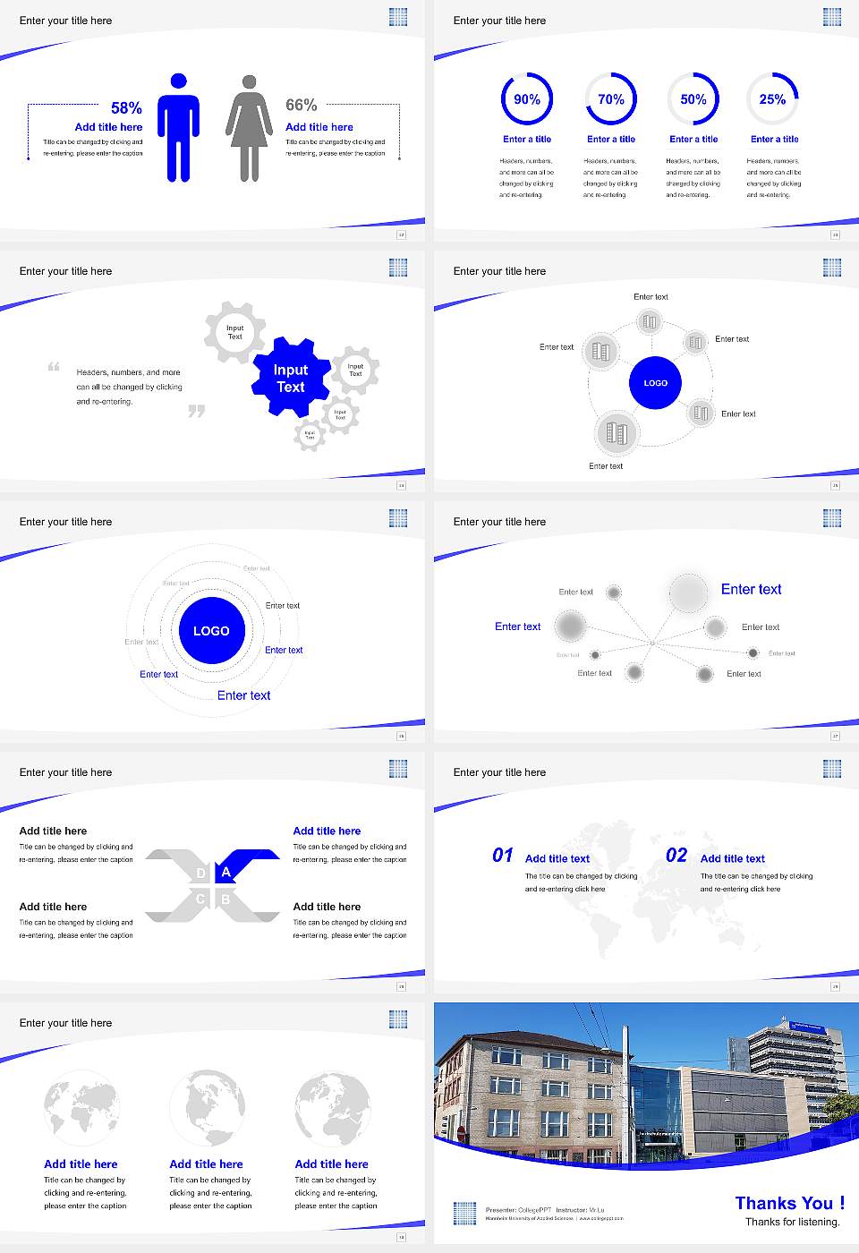 Mannheim University of Applied Sciences Course/Courseware Creation PPT Template16:9 ratio PPT effect preview image4