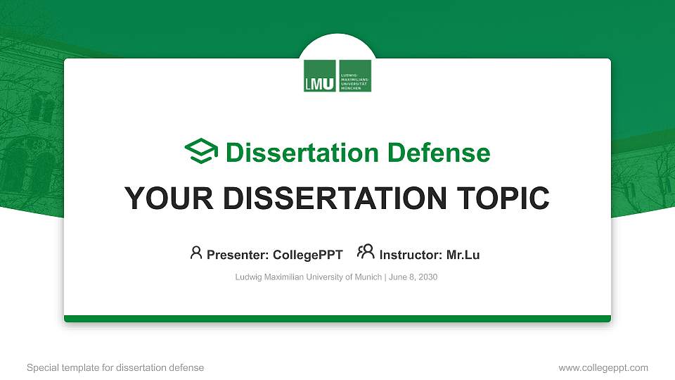 Ludwig Maximilian University of Munich Graduation Thesis Defense PPT Template16:9 ratio PPT effect preview image