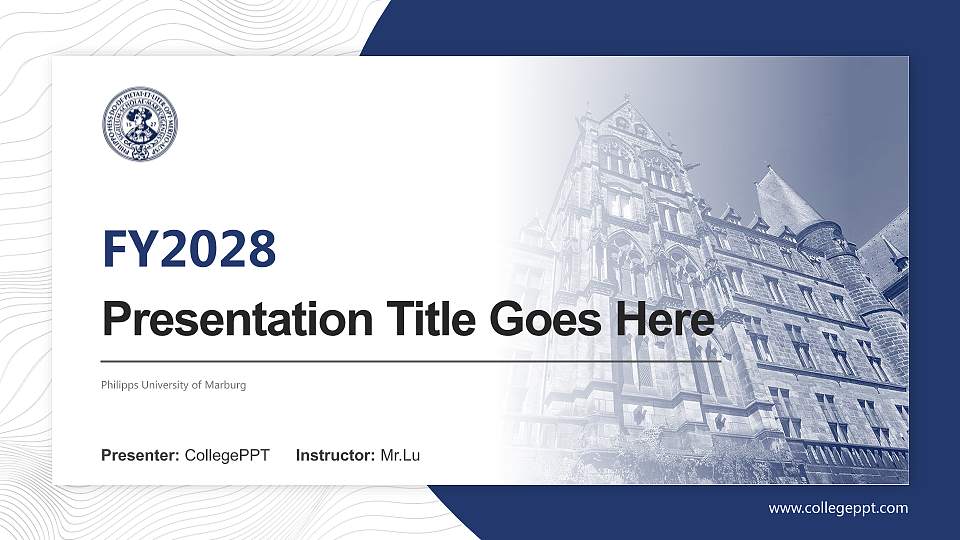 Philipps University of Marburg Academic Presentation/Research Findings Report PPT Template16:9 ratio PPT effect preview image