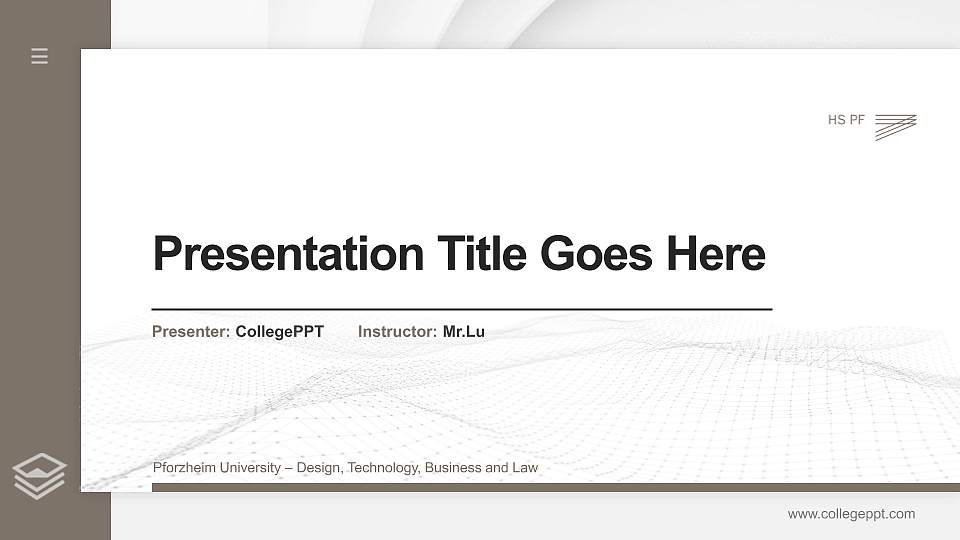 Pforzheim University – Design, Technology, Business and Law Thesis Proposal/Graduation Defense PPT Template16:9 ratio PPT effect preview image