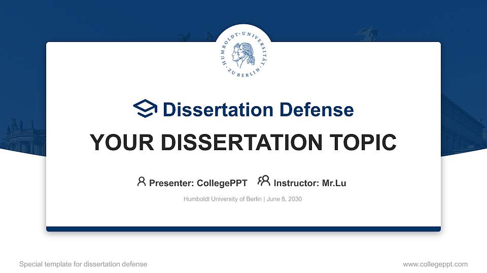 Humboldt University of Berlin Graduation Thesis Defense PPT Template16:9 ratio PPT effect preview image