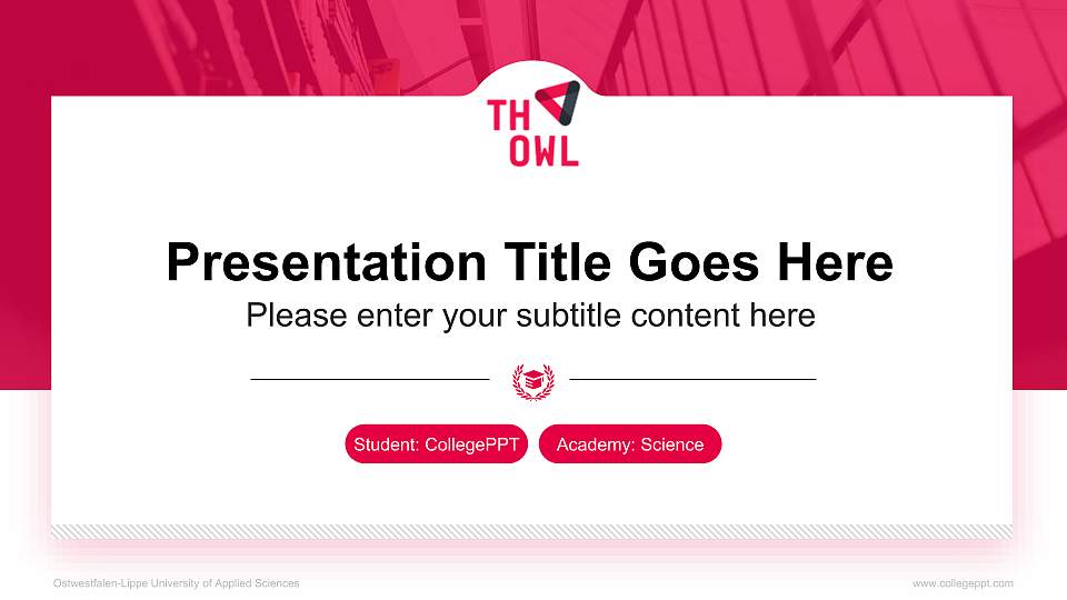 Ostwestfalen-Lippe University of Applied Sciences National Scholarship Defense PPT Template16:9 ratio PPT effect preview image