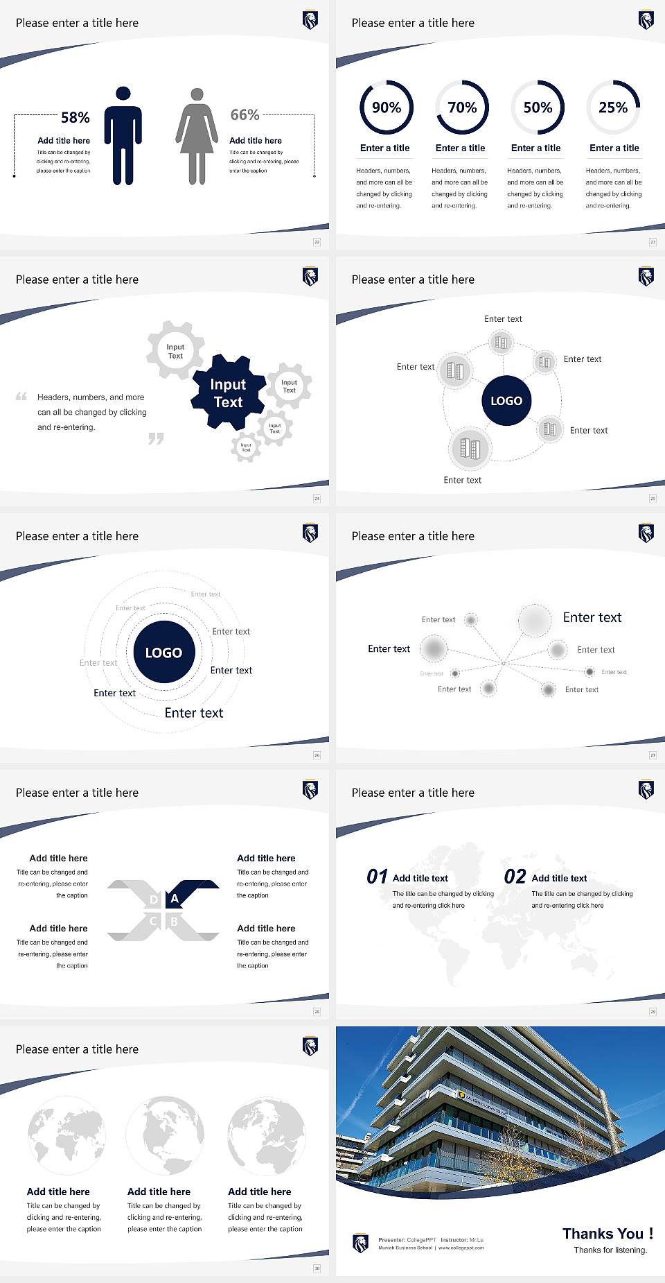Munich Business School Course/Courseware Creation PPT Template4:3 ratio PPT effect preview image4