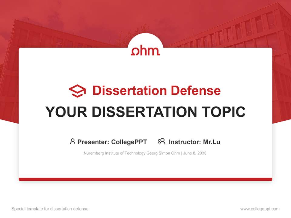 Nuremberg Institute of Technology Georg Simon Ohm Graduation Thesis Defense PPT Template4:3 ratio PPT effect preview image7